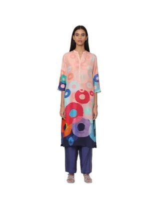 Medium Habotai Printed Kurta Bottom Set for Women - M