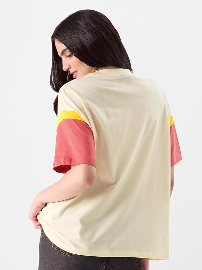 Back Off Womens Oversized Fit Graphic Printed Half Sleeve Cotton Multicolored - Image 3