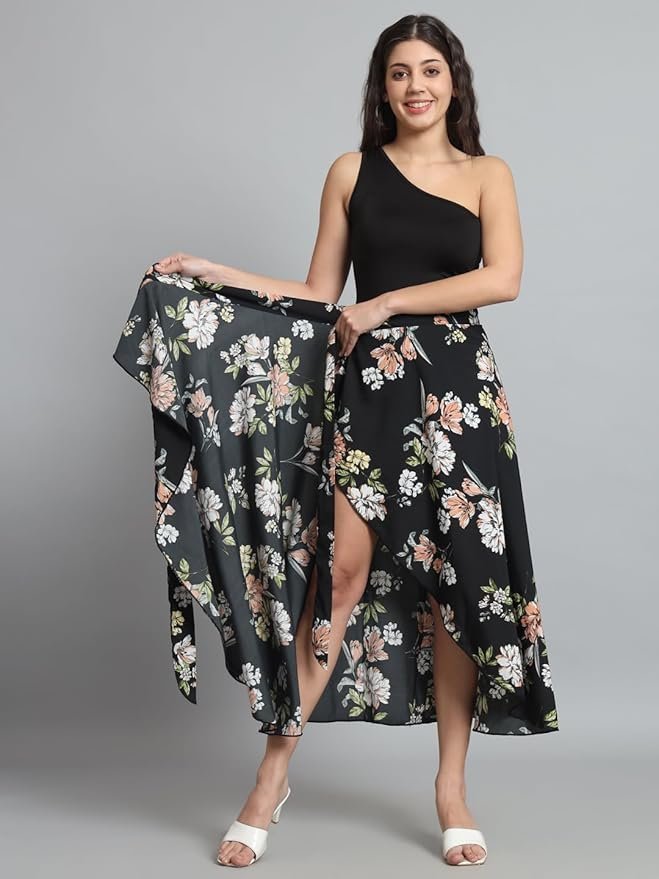 Figure Floral Print Wrap Around Skirt for Women & Girls, Printed Skirt for Women Western Wrap Around for Girls - Image 5