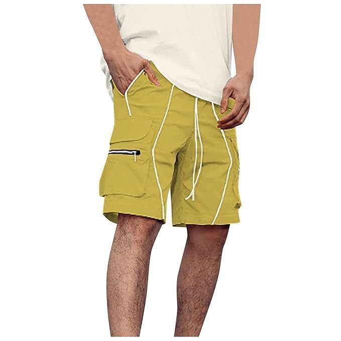 Men's Shorts Fashion Men's Pure Color Casual Straight Tooling Wind Cropped Trousers