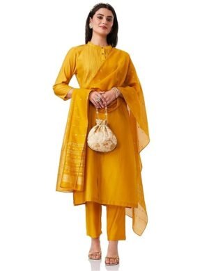 Women's Embroidered Kurta Pant Set with Dupatta - XL
