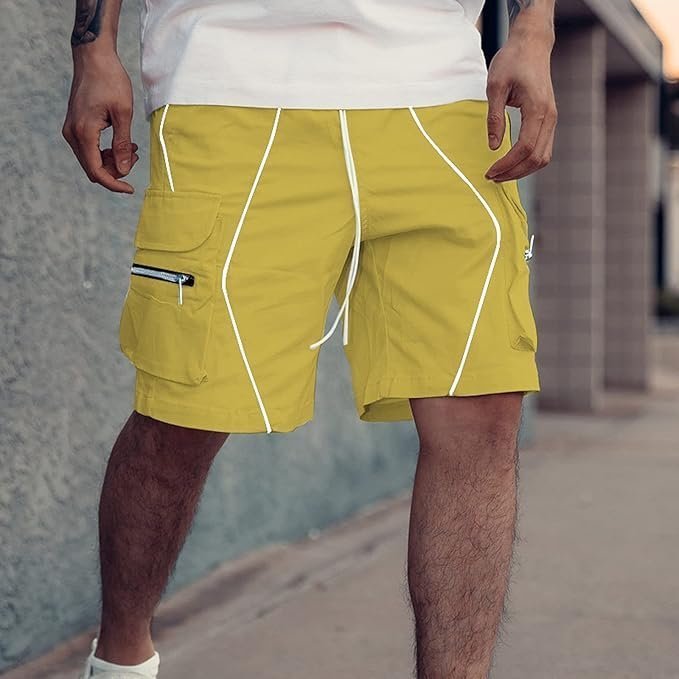 Men's Shorts Fashion Men's Pure Color Casual Straight Tooling Wind Cropped Trousers - Image 4