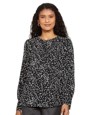 Marks & Spencer Womens Printed Polyester Round Neck Regular Fit Top - S
